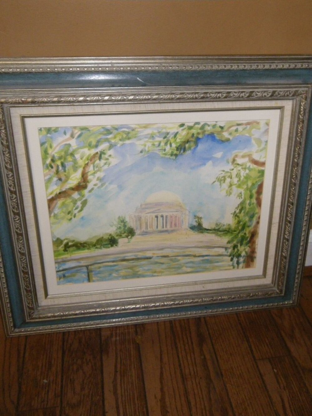 Vintage Watercolor Painting Jefferson Memorial by Sallie Biddle